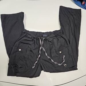 medgear black straight leg scrubs pants bottoms